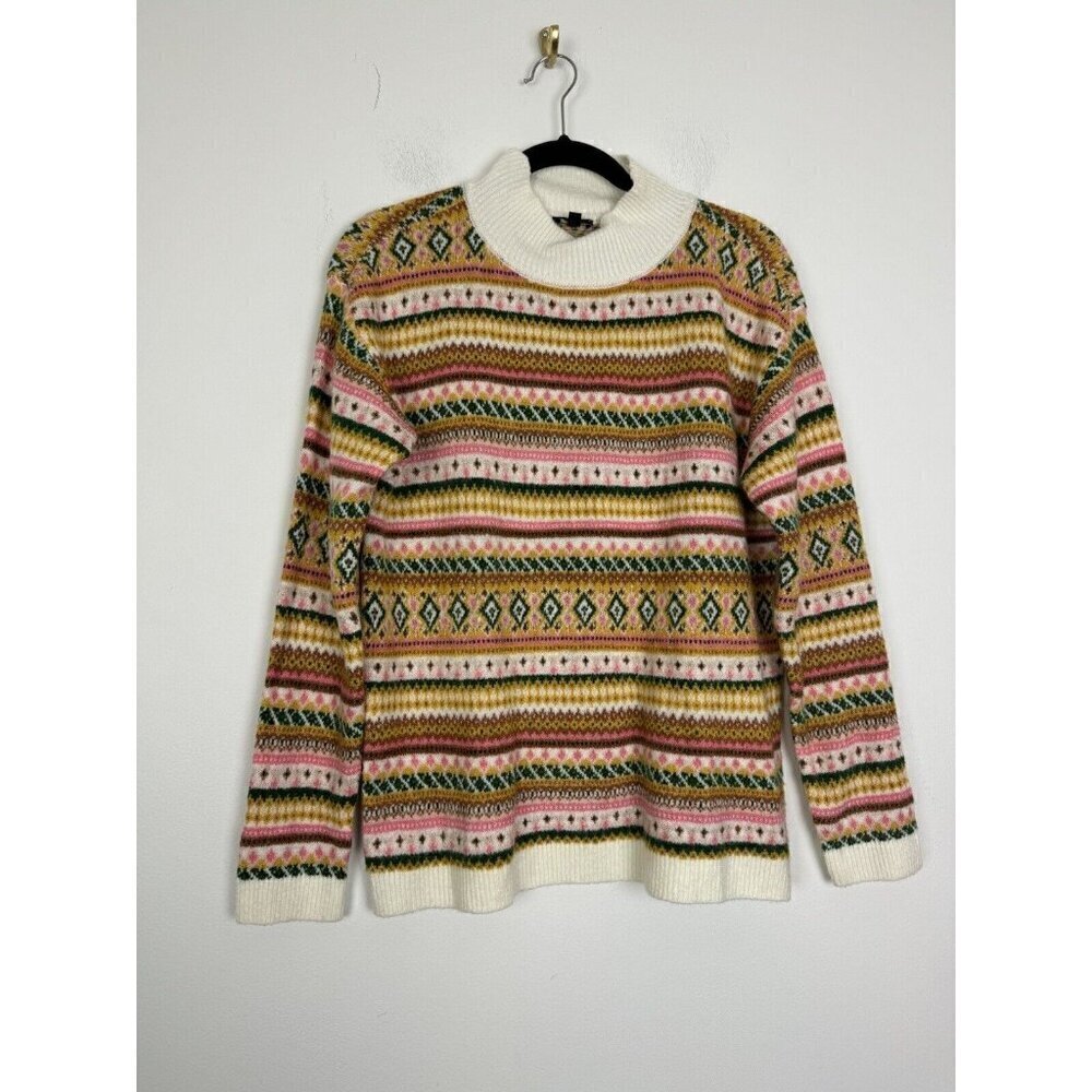 Talbots Multi Color Colorful Fair Isle Mock Neck … - image 1
